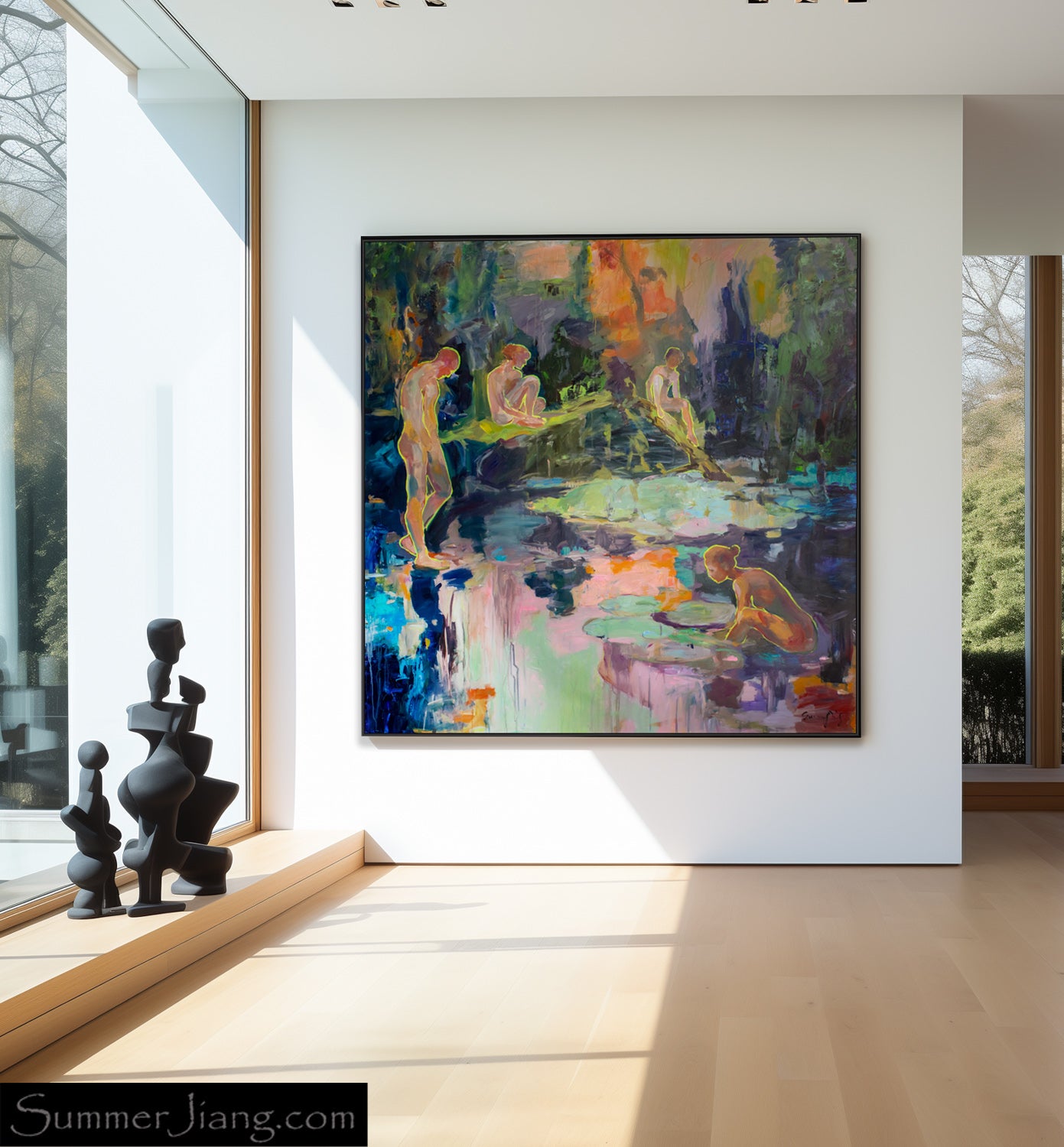 Artist: Summer Jiang - Quiet Water | Frequency 5.1 - Soft pastels, fluid forms, abstract watercolor, tranquil minimalism