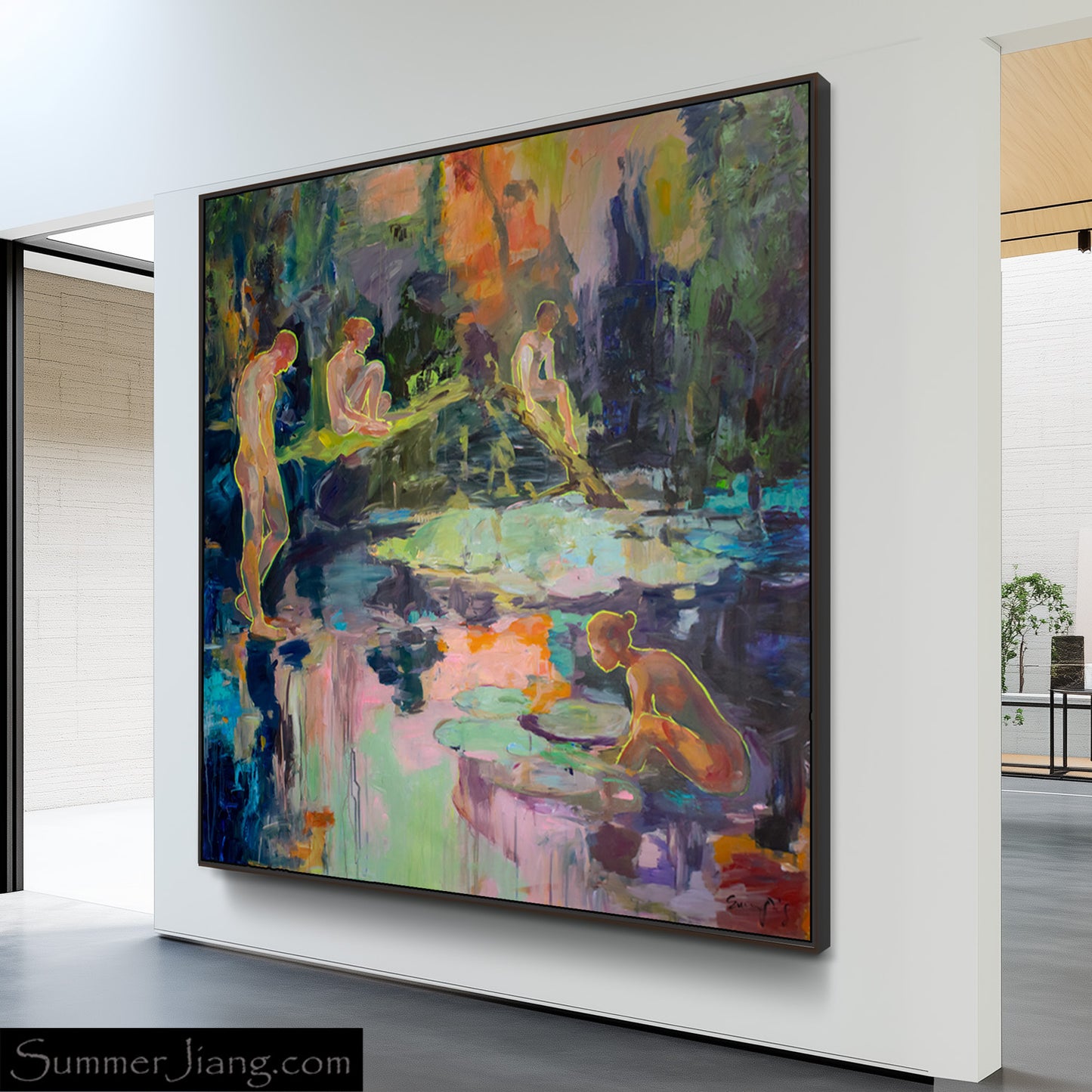 Summer Jiang - Quiet Water | Frequency 5.1: Soft pastels, fluid brushwork, abstract forms, serene and harmonious style.
