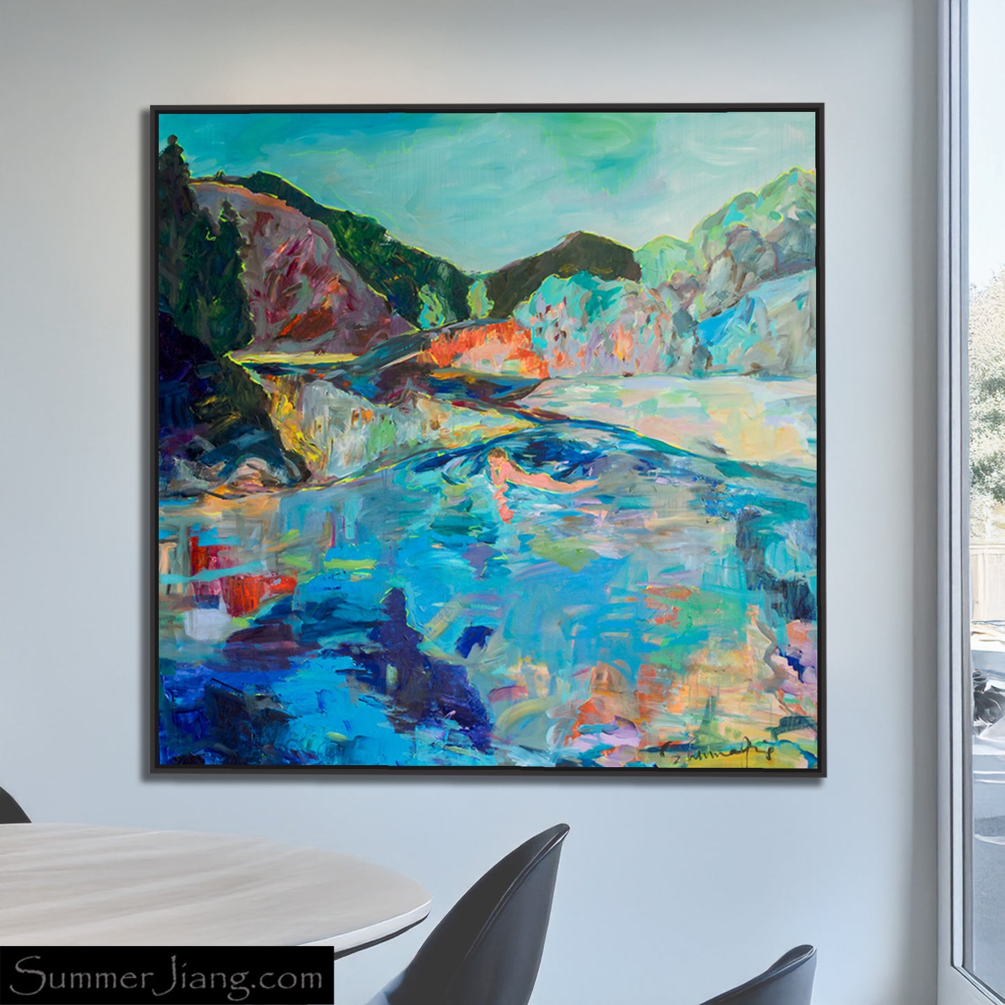 Artist: Summer Jiang - River washes me | Dreamy, soft pastels, fluid brushwork, ethereal Daoist-inspired abstraction