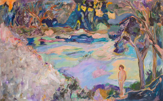 Accidental Knowing, pink, blue, purple Original Painting by Summer Jiang