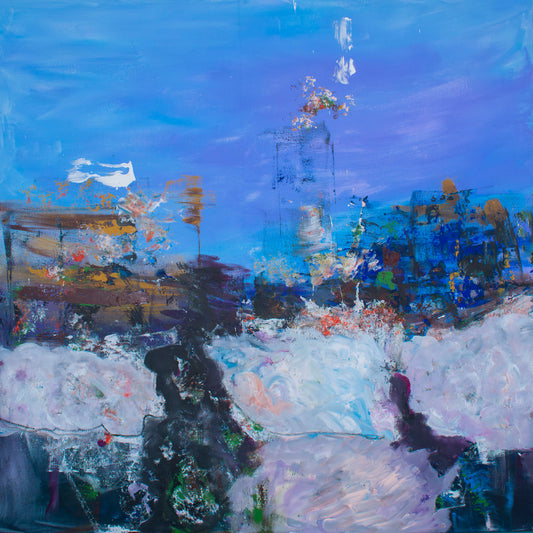 Holding On, blue, white, purple Original Painting by Summer Jiang