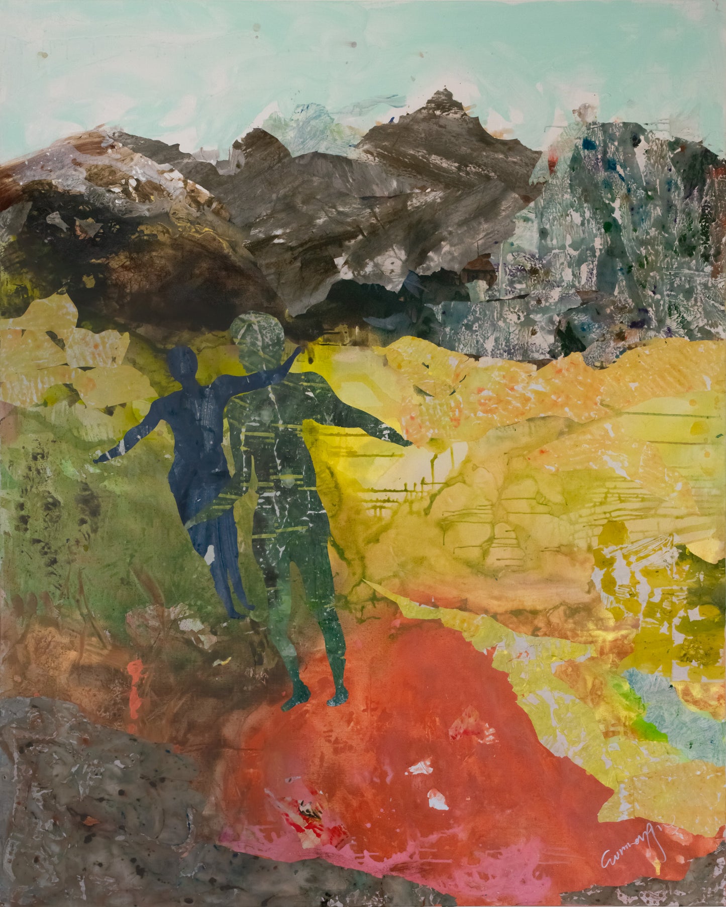 Artist: Summer Jiang - Path Becoming | Frequency 4.5 - Abstract, vibrant hues, fluid forms, digital mixed media style