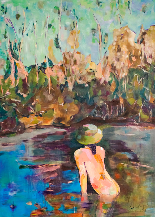 Missed, green, blue, orange Original Painting by Summer Jiang