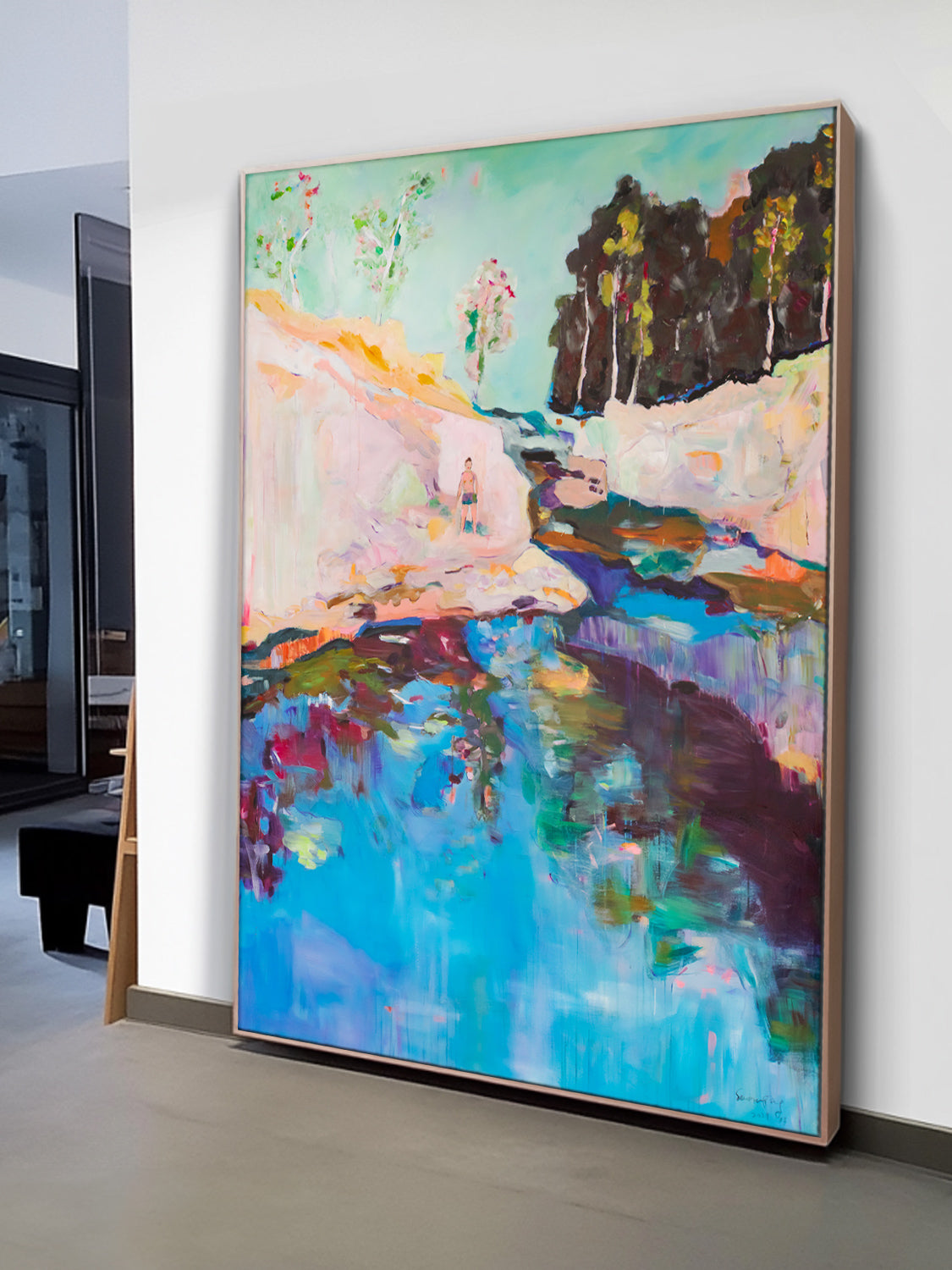 Artist: Summer Jiang - "Find a way | Frequency 3.5" - Abstract, vibrant colors, fluid brushwork, dynamic composition.