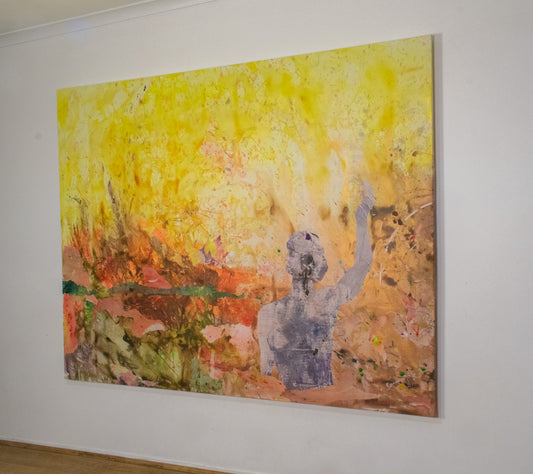 Artist: Summer Jiang - The Merge | Frequency 5.7: Abstract, vibrant colors, fluid brushwork, ethereal Daoist energy.