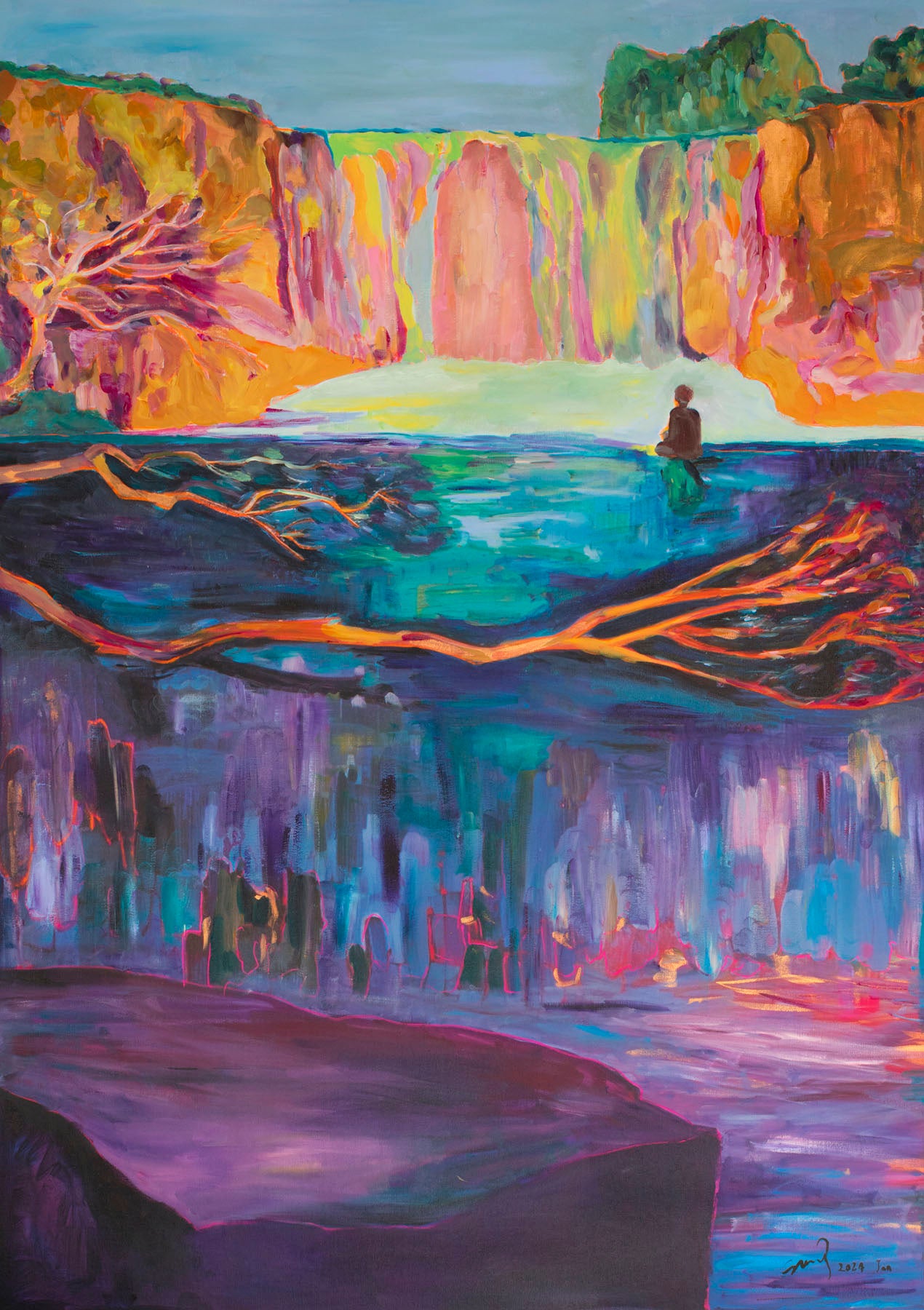 Between Two Worlds, purple, orange, pink Limited Edition Print by Summer Jiang