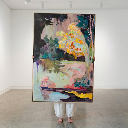 Soundless, green, yellow, pink Original Painting by Summer Jiang