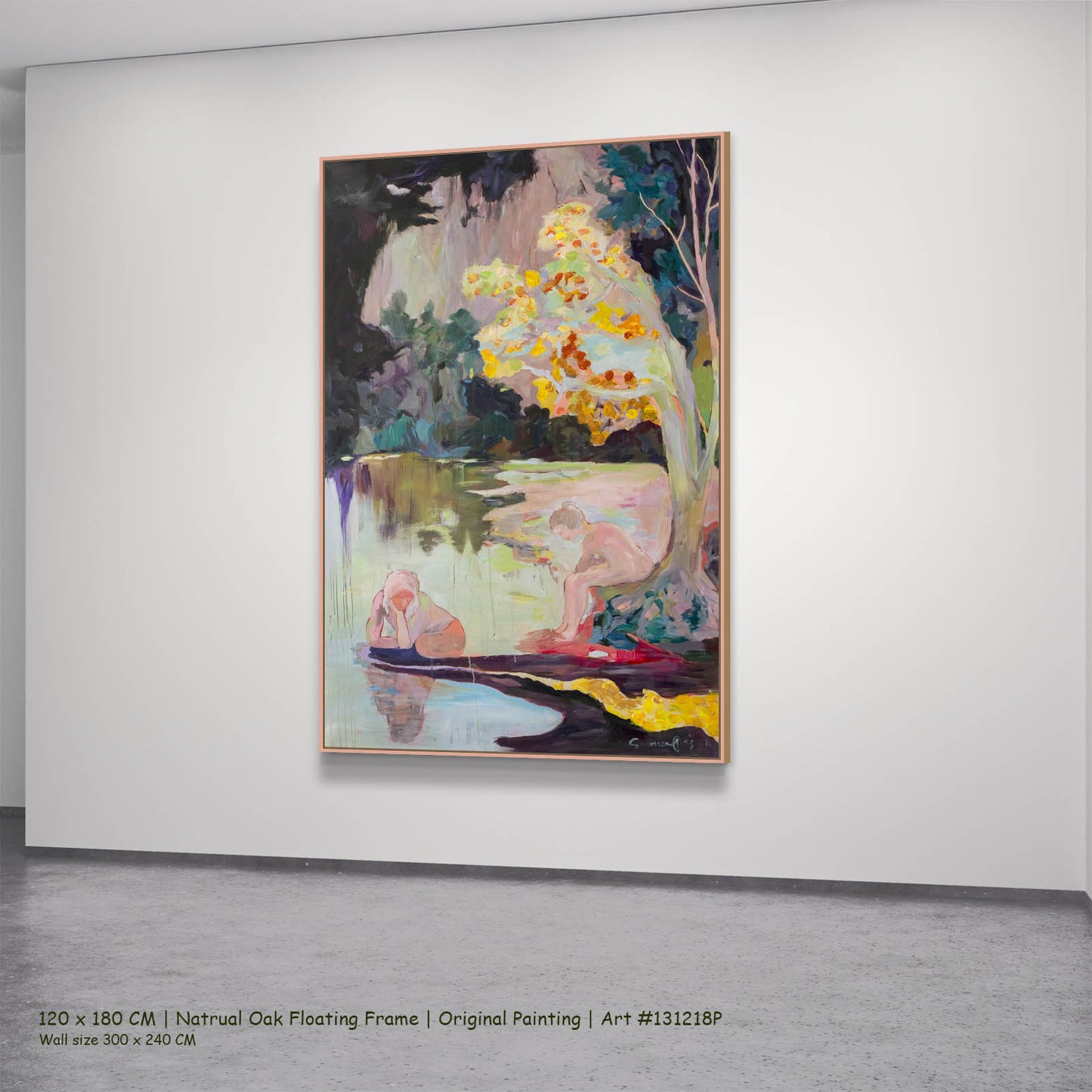 Soundless, green, yellow, pink Original Painting by Summer Jiang