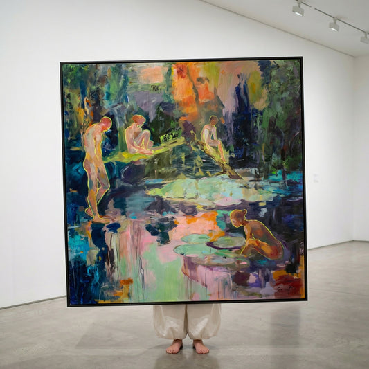 We Exist, green, pink, blue Original Painting by Summer Jiang