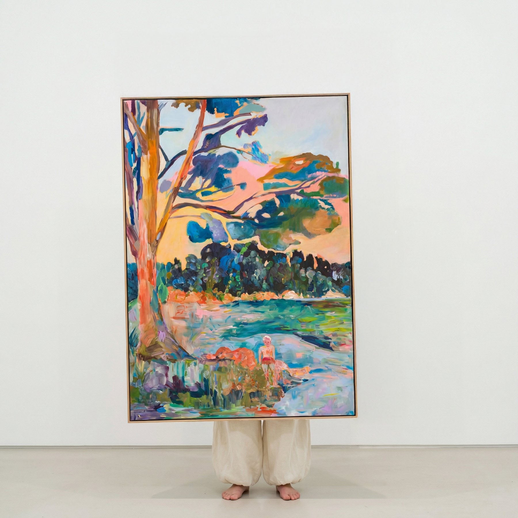 Cost of becoming, green, blue, pink, brown Original Painting by Summer Jiang