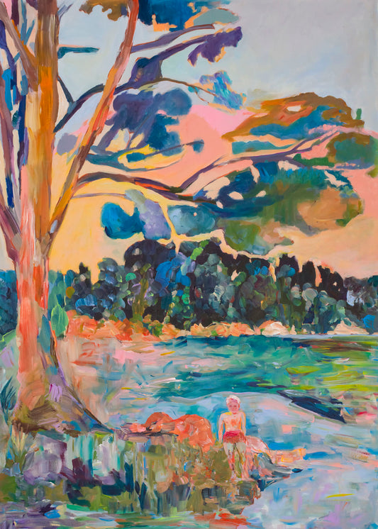Cost of becoming, green, blue, pink, brown Original Painting by Summer Jiang