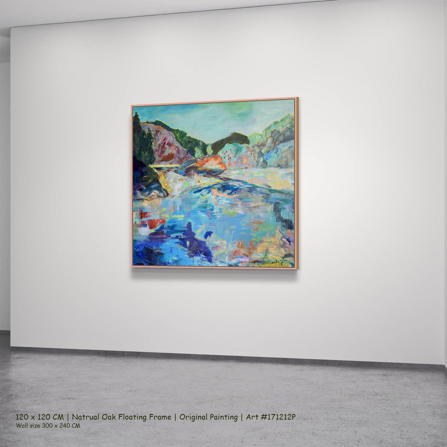 River washes me, blue, pink, green Original Painting by Summer Jiang