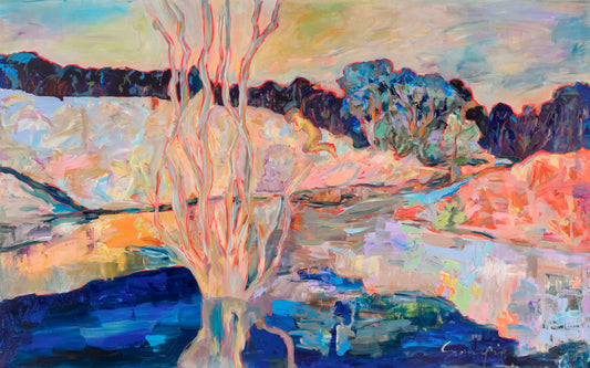 The Pause, blue, pink, orange Original Painting by Summer Jiang