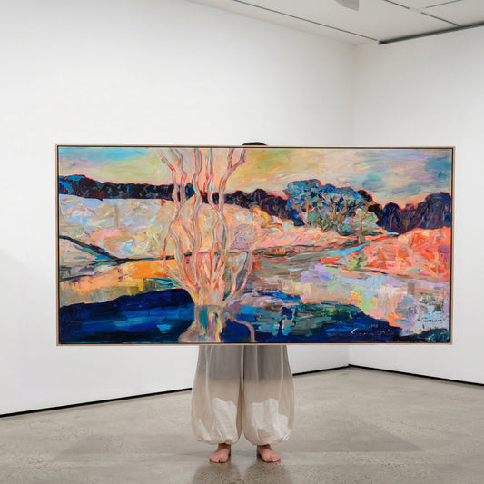 The Pause, blue, pink, orange Original Painting by Summer Jiang