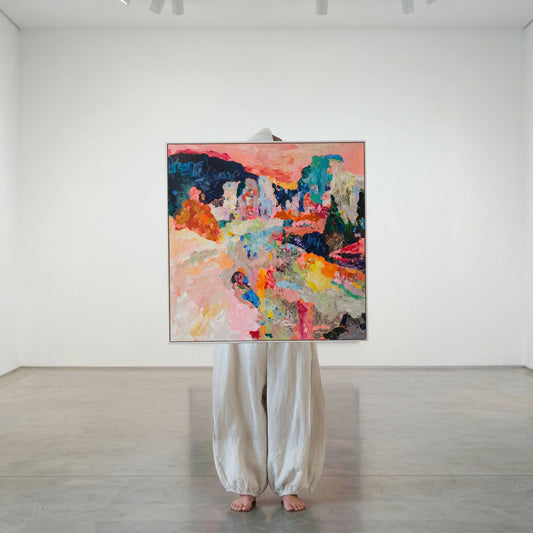 Far From Home, pink, blue Original Painting by Summer Jiang