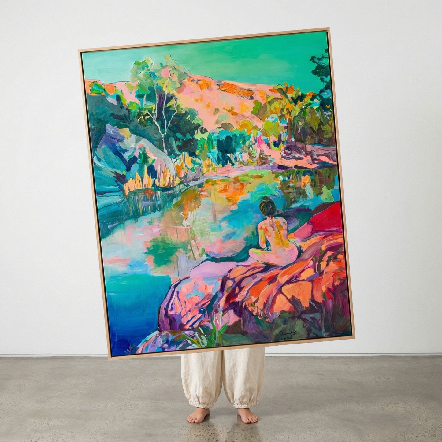 Undecorated, green, pink, blue Original Painting by Summer Jiang