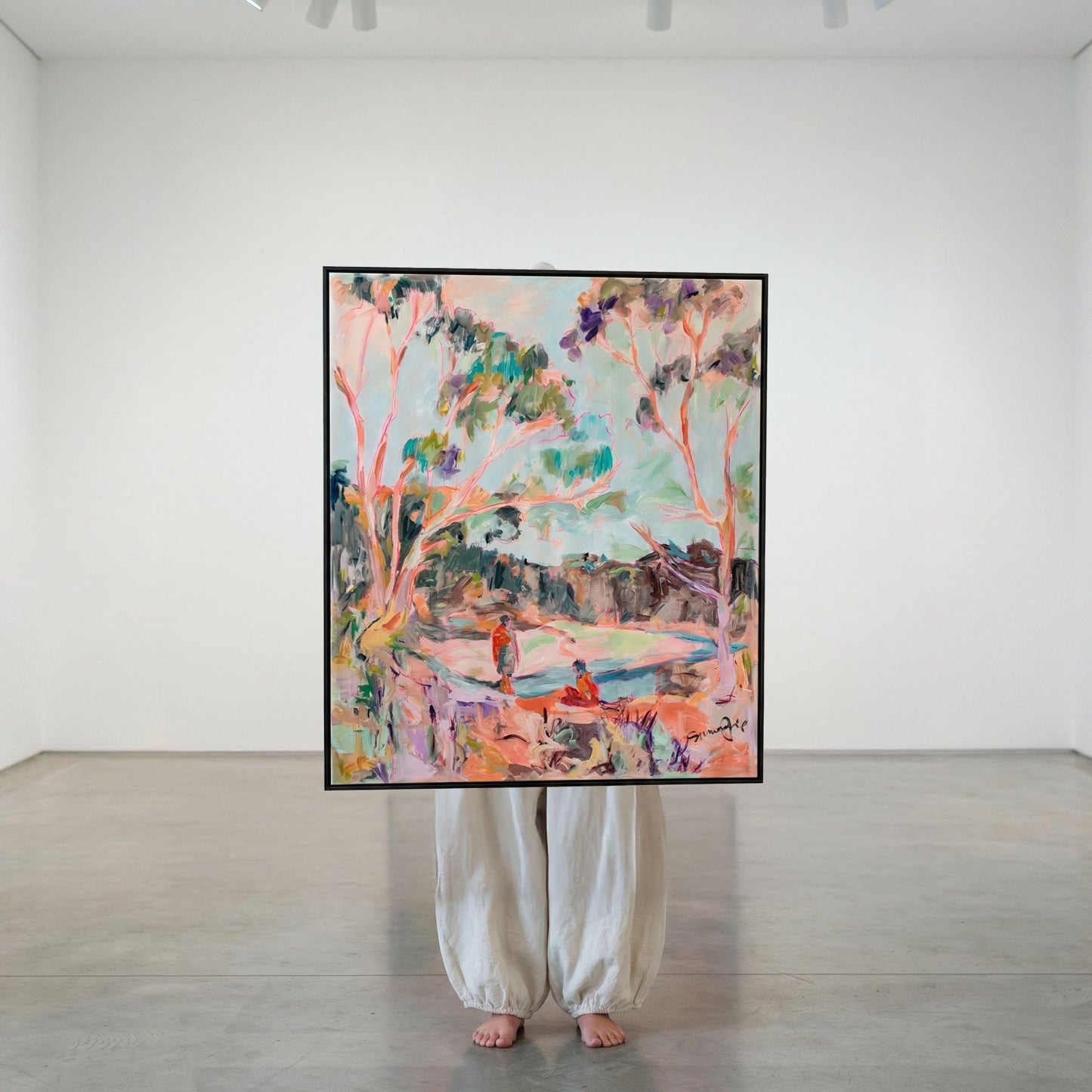 No words, pink, green, brown Original Painting by Summer Jiang