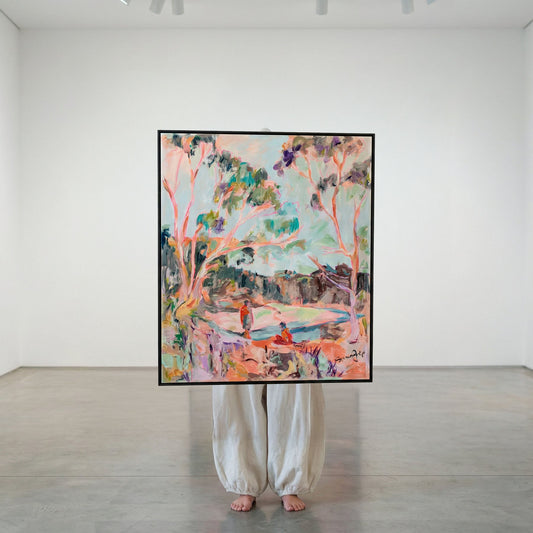 No words, pink, green, brown Original Painting by Summer Jiang