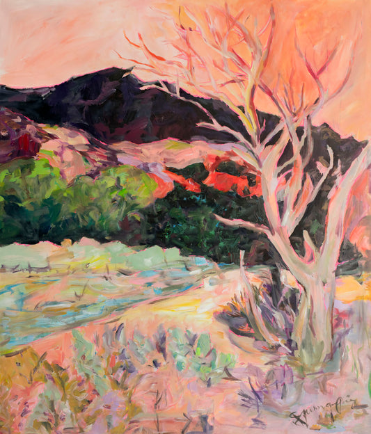 Quiet Grace, orange, green, purple Original Painting by Summer Jiang