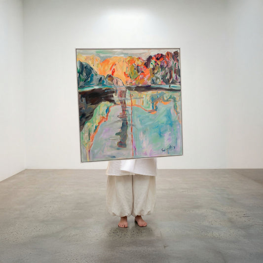 Faithful, orange, green, blue, purple Original Painting by Summer Jiang