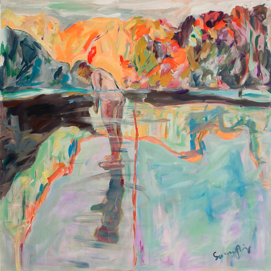 Faithful, orange, green, blue, purple Original Painting by Summer Jiang