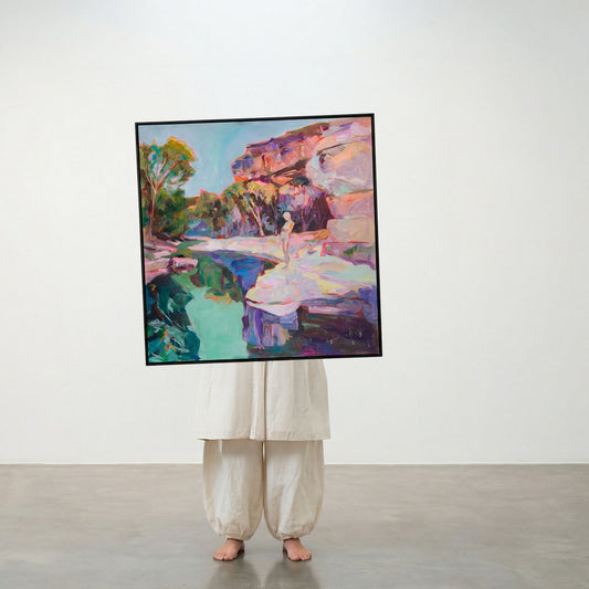 Contemplating, pink, green, blue Original Painting by Summer Jiang