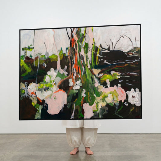 Rooted Presence, green, white, brown Original Painting by Summer Jiang