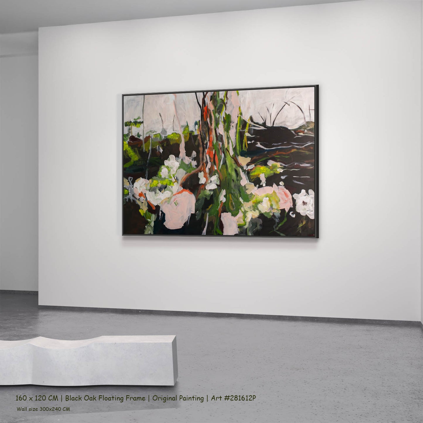 Rooted Presence, green, white, brown Original Painting by Summer Jiang