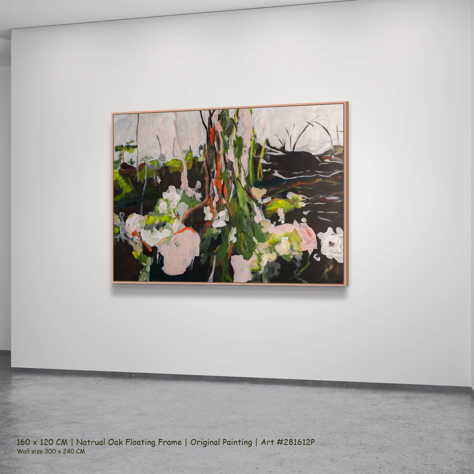 Rooted Presence, green, white, brown Original Painting by Summer Jiang