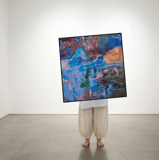 Against the tide, blue, brown Original Painting by Summer Jiang