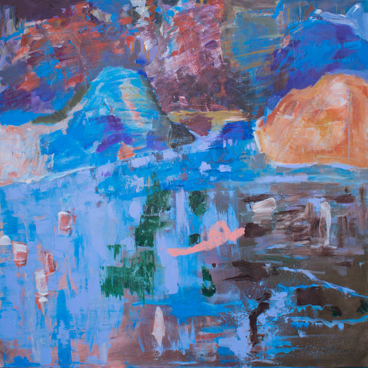 Against the tide, blue, brown Original Painting by Summer Jiang