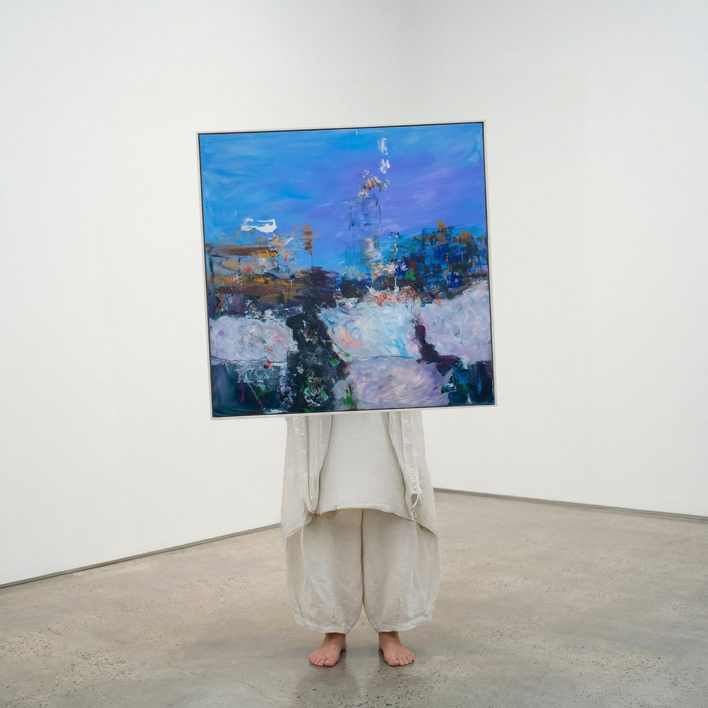 Holding On, blue, white, purple Original Painting by Summer Jiang