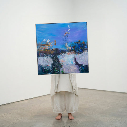 Holding On, blue, white, purple Original Painting by Summer Jiang