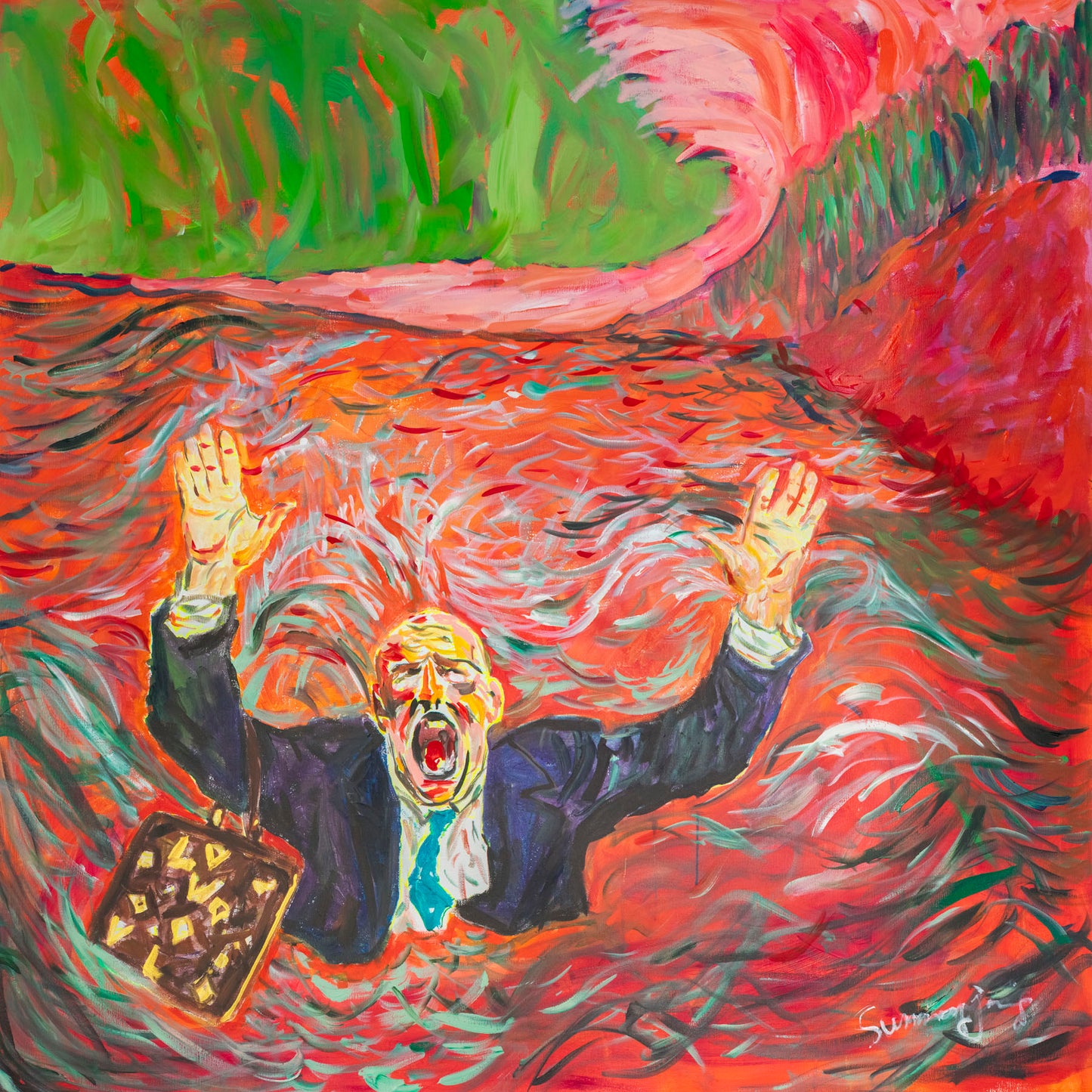 Drowning dishonesty, red, green Limited Edition Print by Summer Jiang