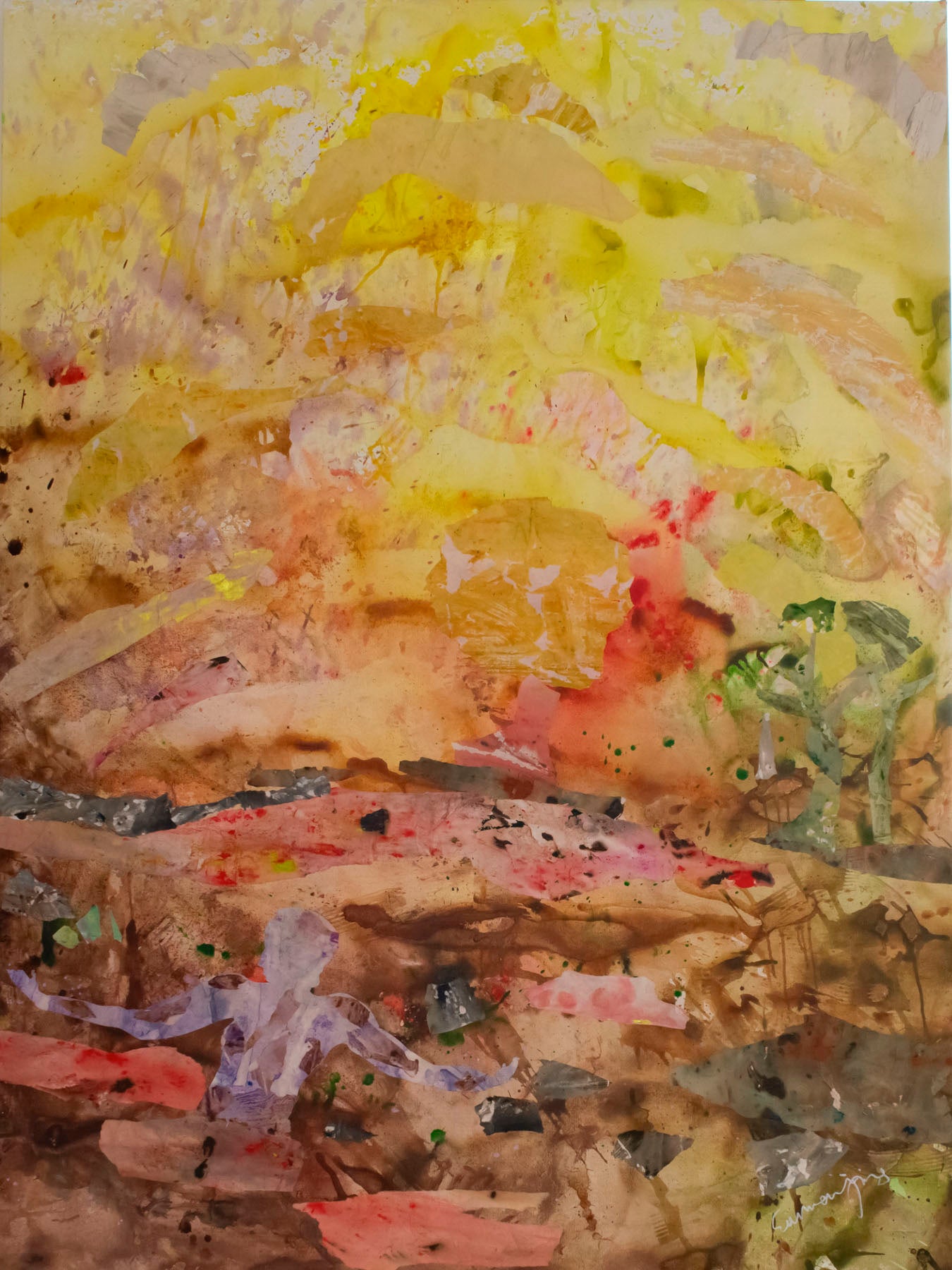 Walk Through Dawn, yellow, brown, red Limited Edition Print by Summer Jiang