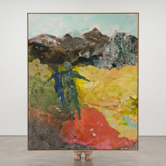 Path Becoming, yellow, grey, green, red Original Painting by Summer Jiang