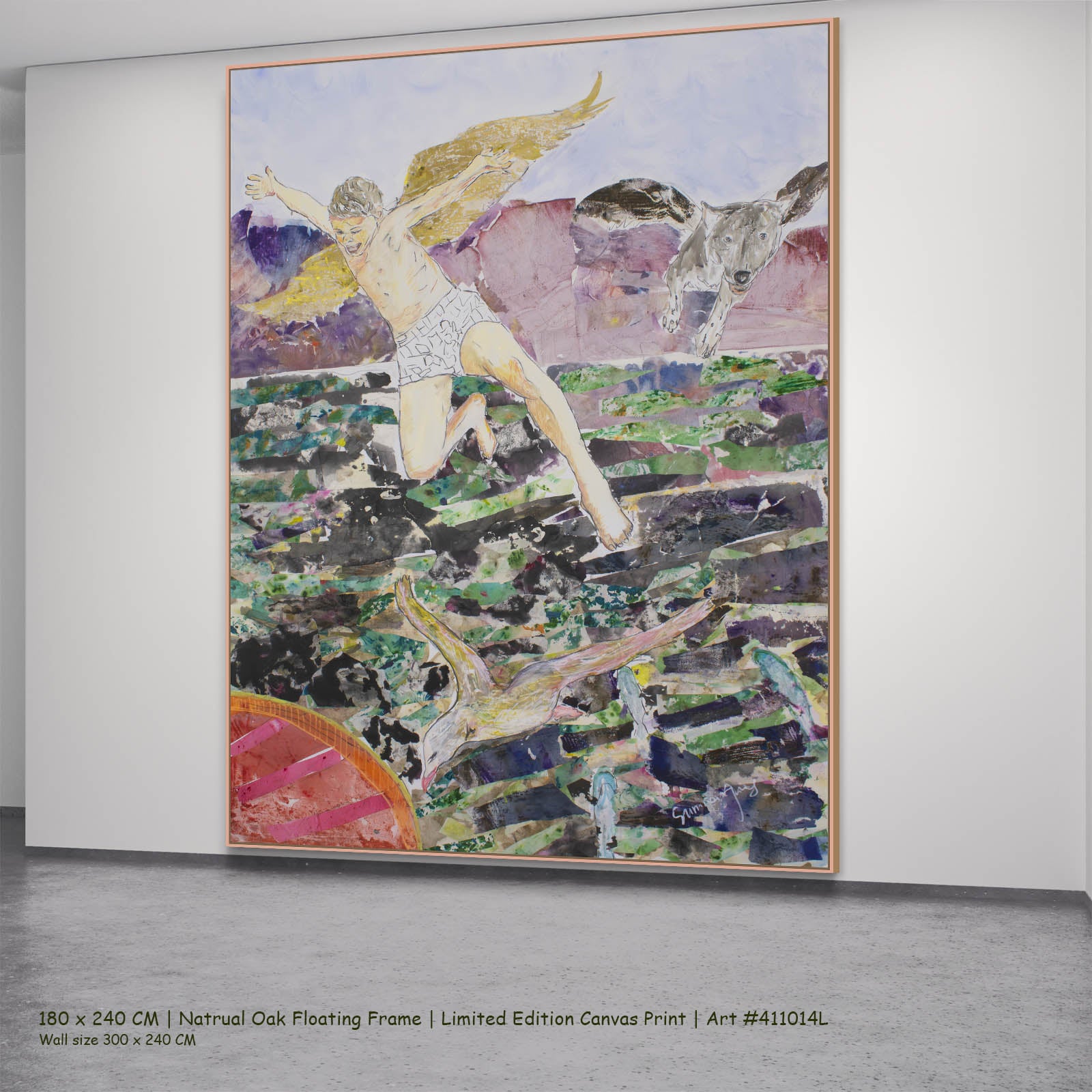 Leap of the Wild Heart, green, brown, white Limited Edition Print by Summer Jiang