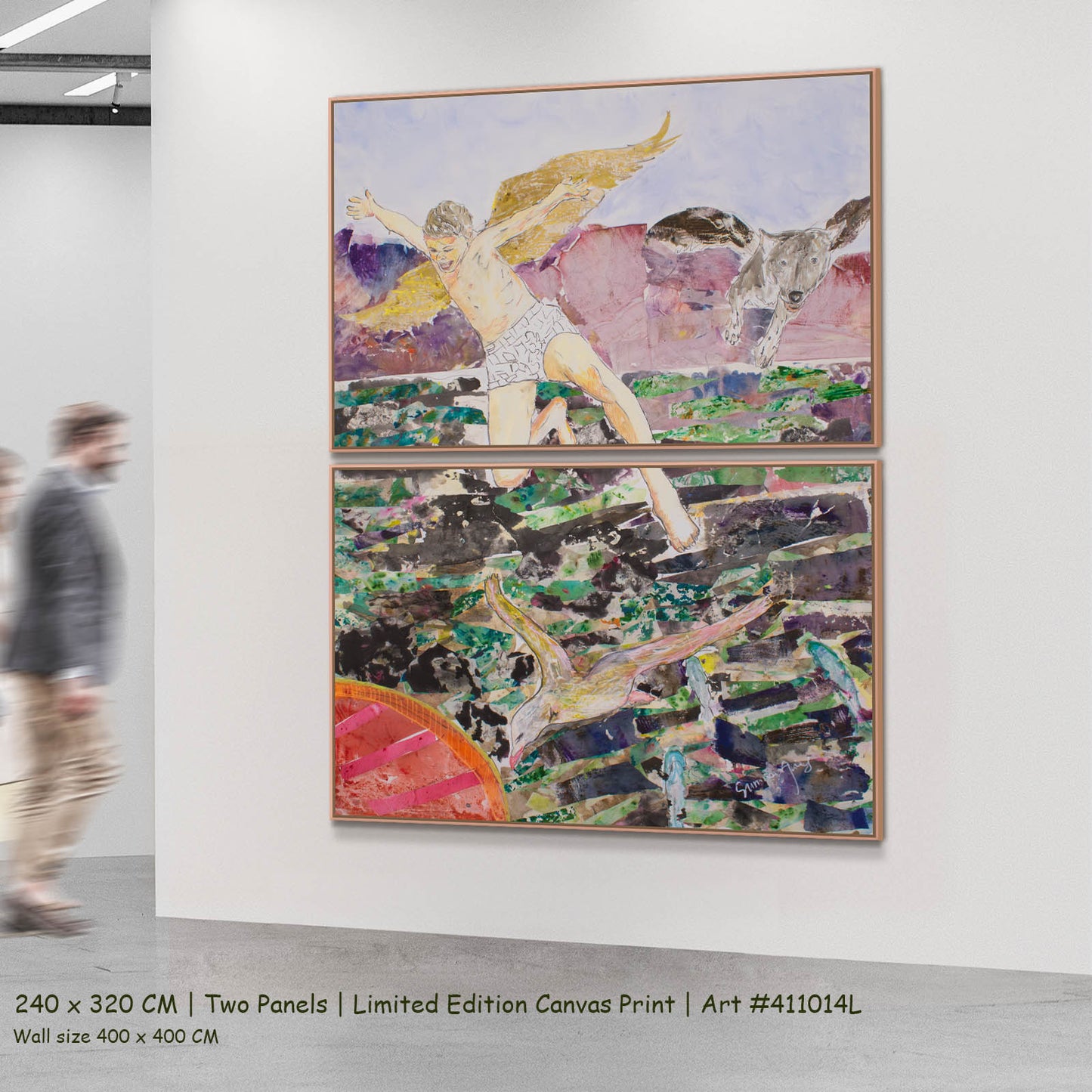 Leap of the Wild Heart, green, brown, white Limited Edition Print by Summer Jiang