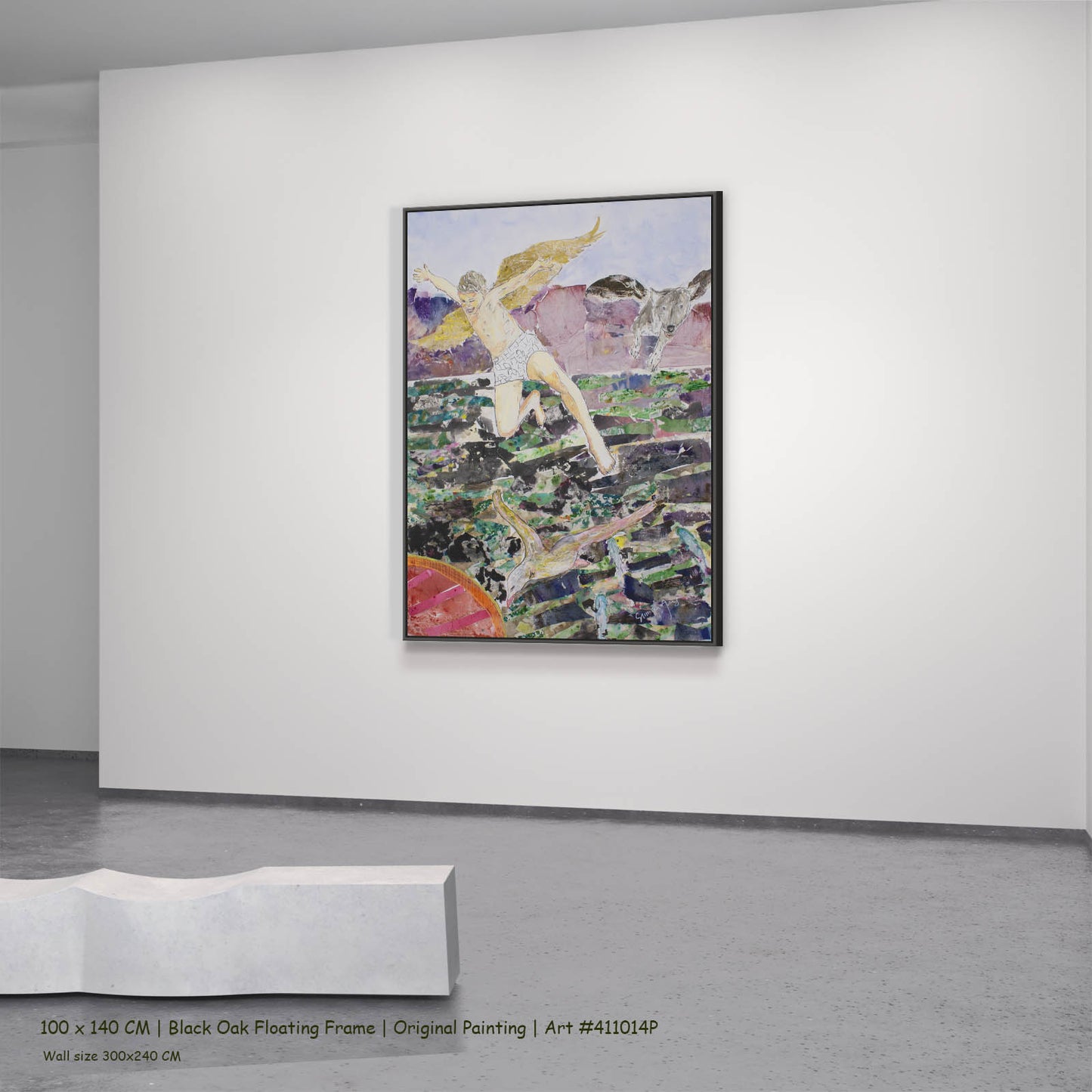 Leap of the Wild Heart, green, brown, white Original Painting by Summer Jiang