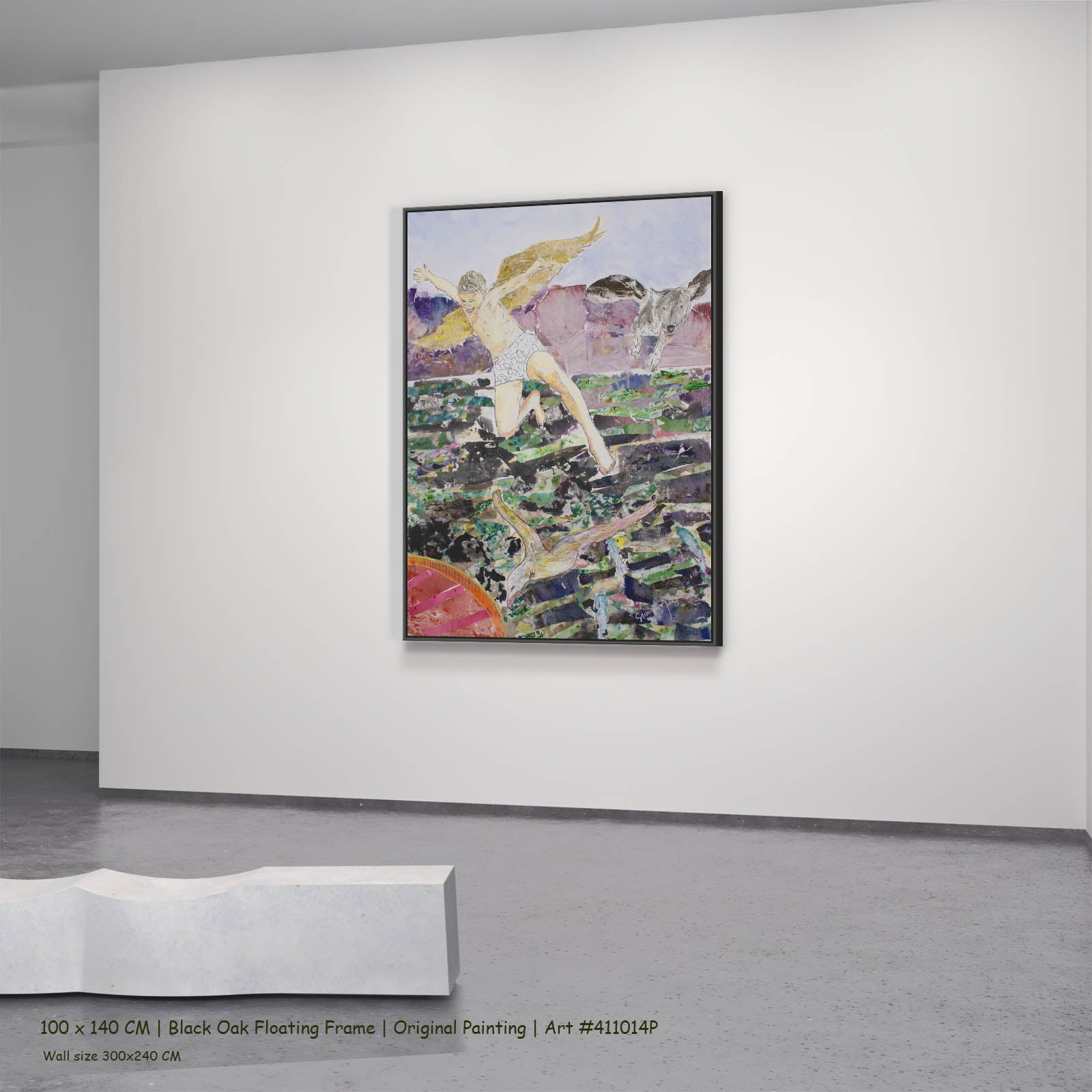 Leap of the Wild Heart, green, brown, white Original Painting by Summer Jiang