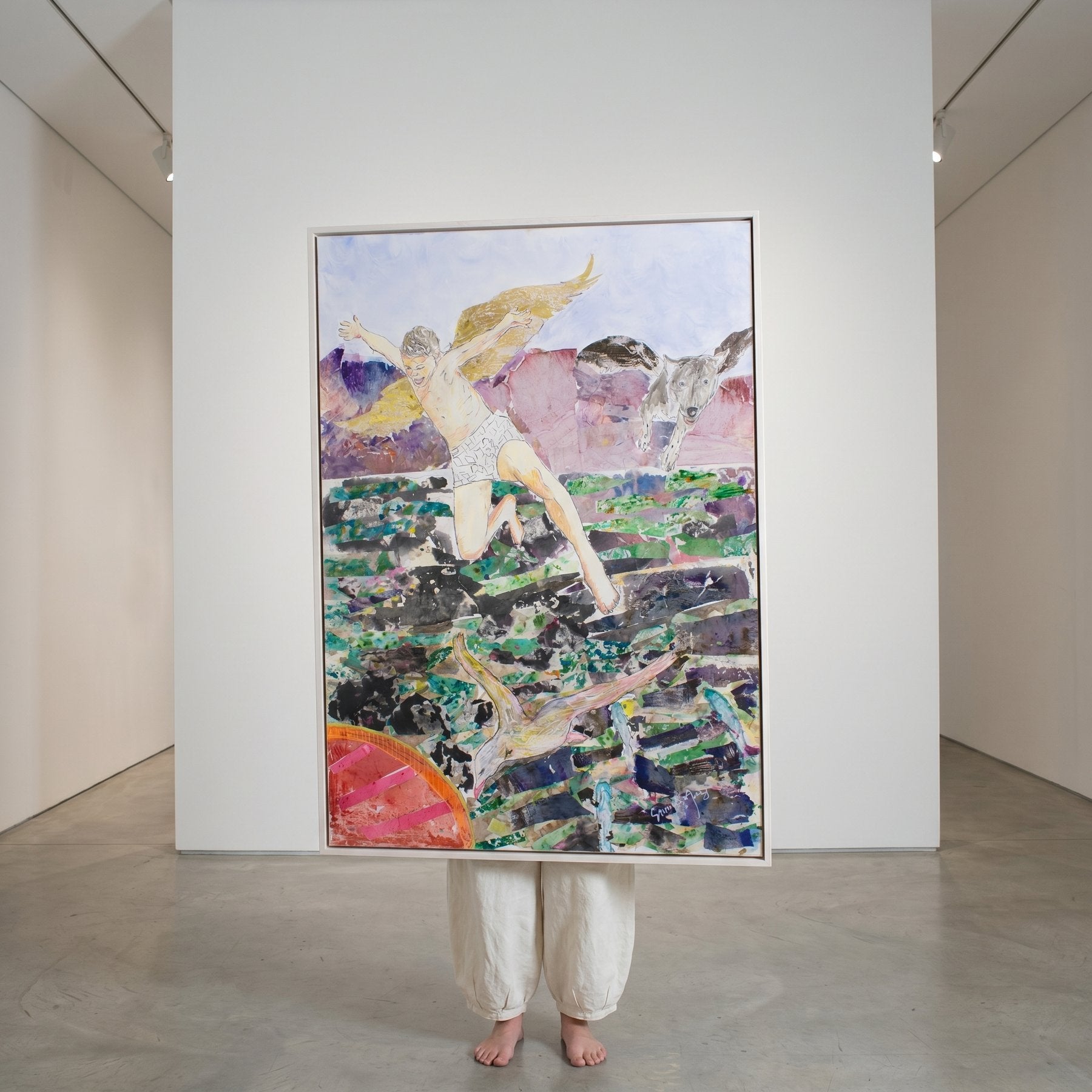 Leap of the Wild Heart, green, brown, white Original Painting by Summer Jiang