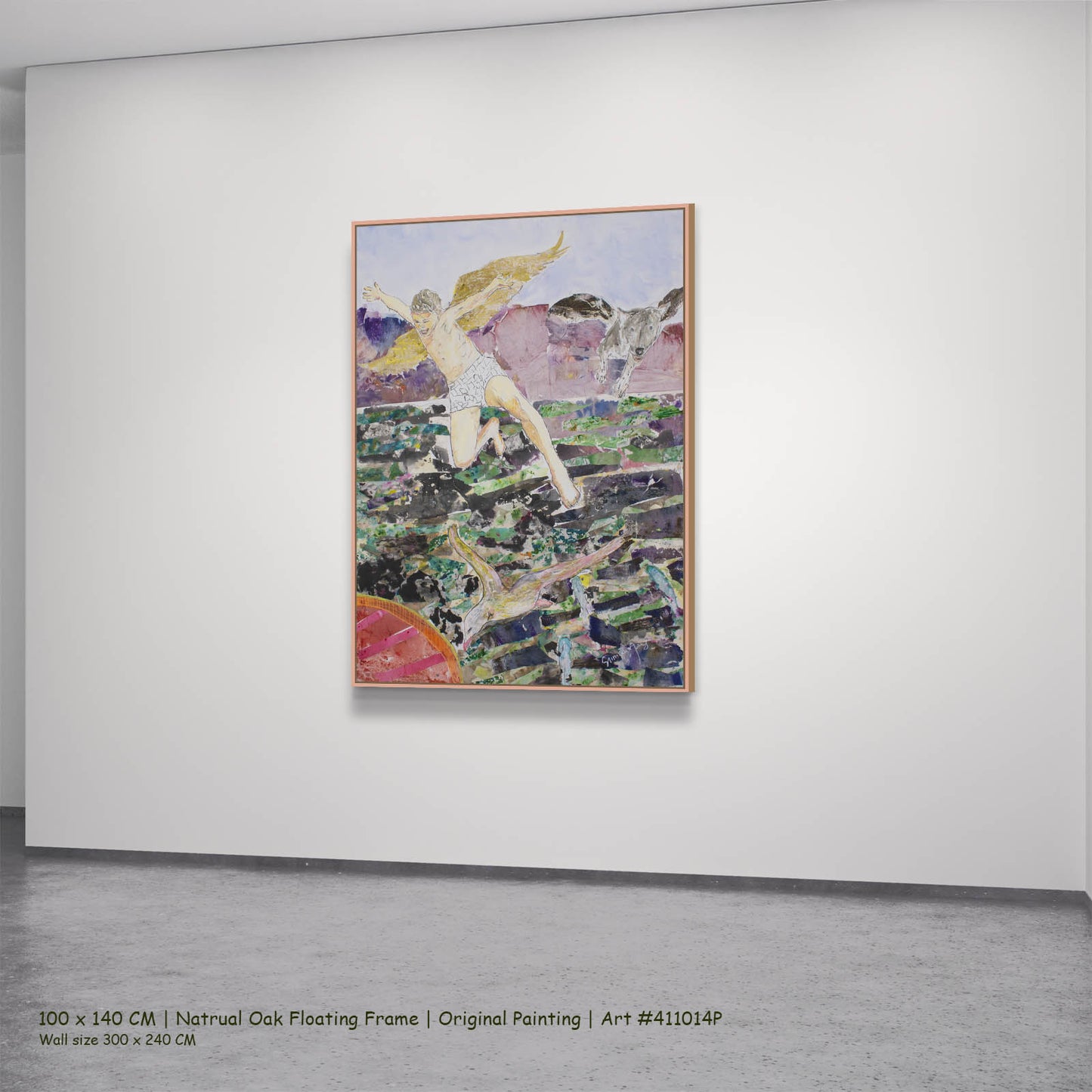 Leap of the Wild Heart, green, brown, white Original Painting by Summer Jiang