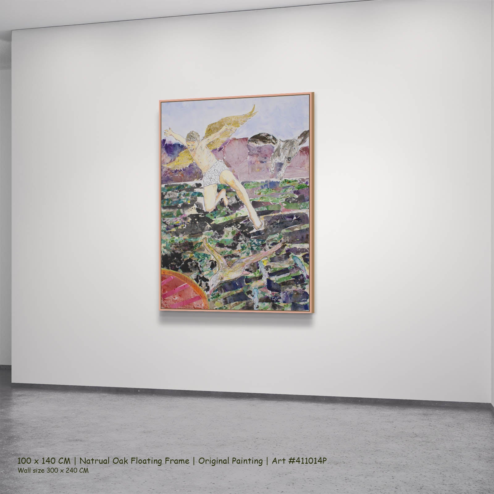 Leap of the Wild Heart, green, brown, white Original Painting by Summer Jiang