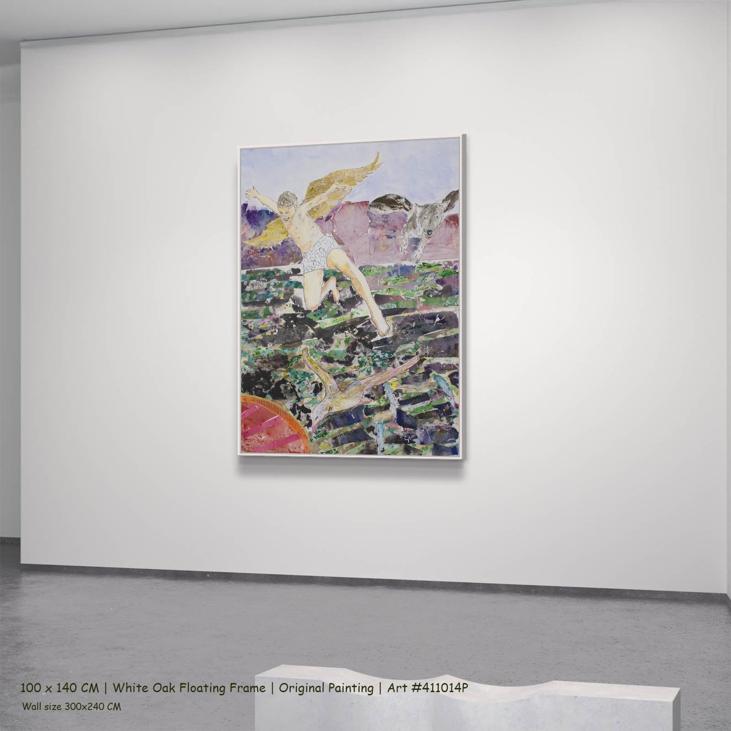 Leap of the Wild Heart, green, brown, white Original Painting by Summer Jiang