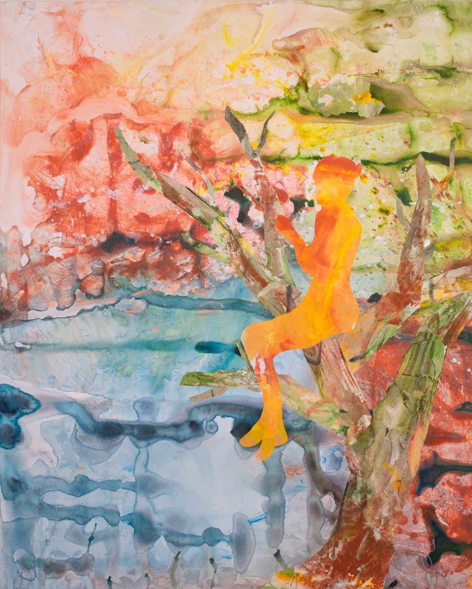 Artist: Summer Jiang - Golden Canopy | Frequency 2.2: Lush golds, abstract forms, layered textures, ethereal mixed media style