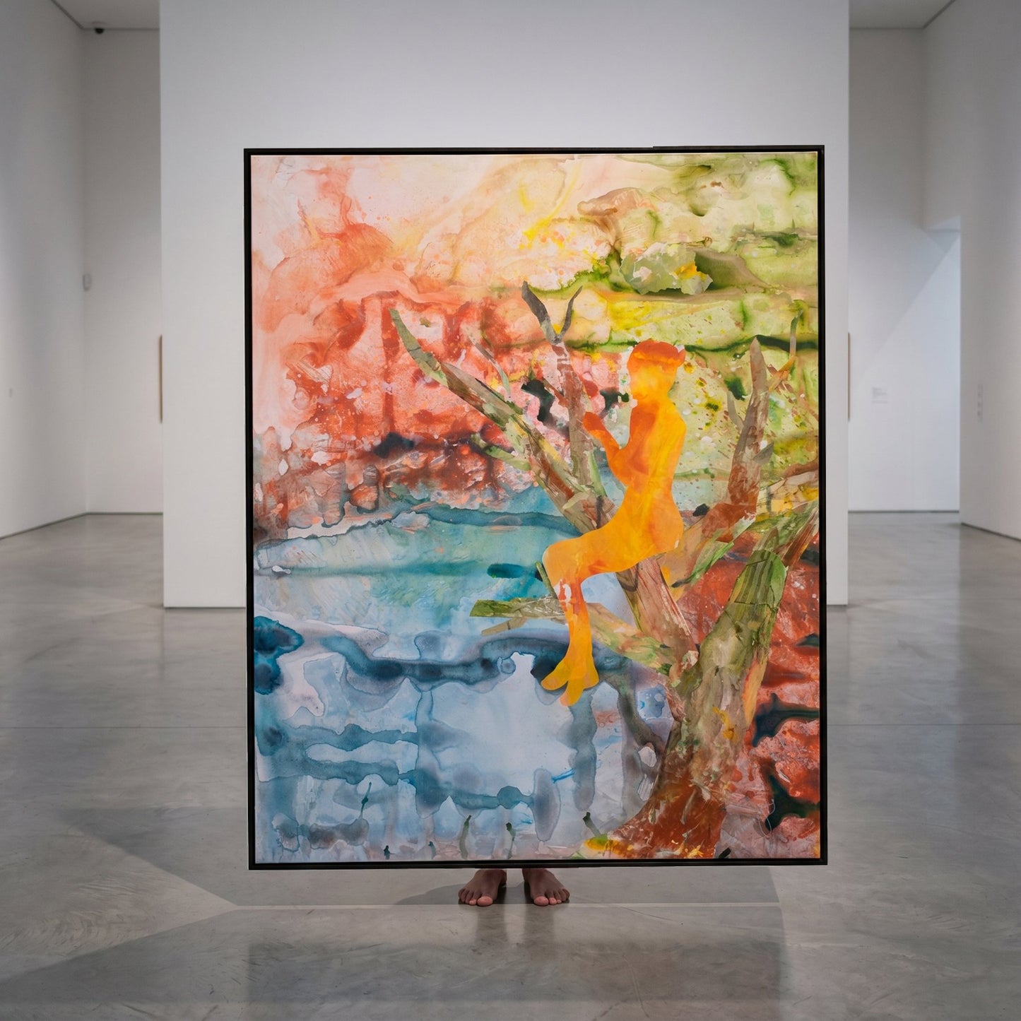 Golden Canopy, pink, green, orange, blue Original Painting by Summer Jiang