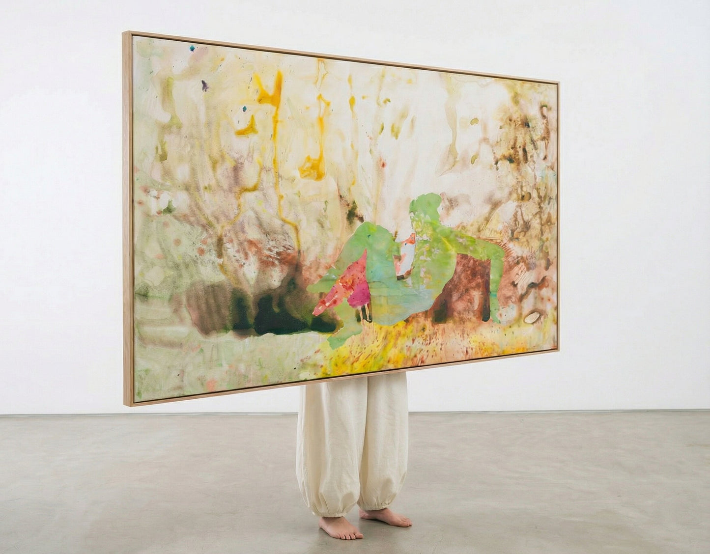 Swan's Whisper, white, green, yellow, brown Original Painting by Summer Jiang