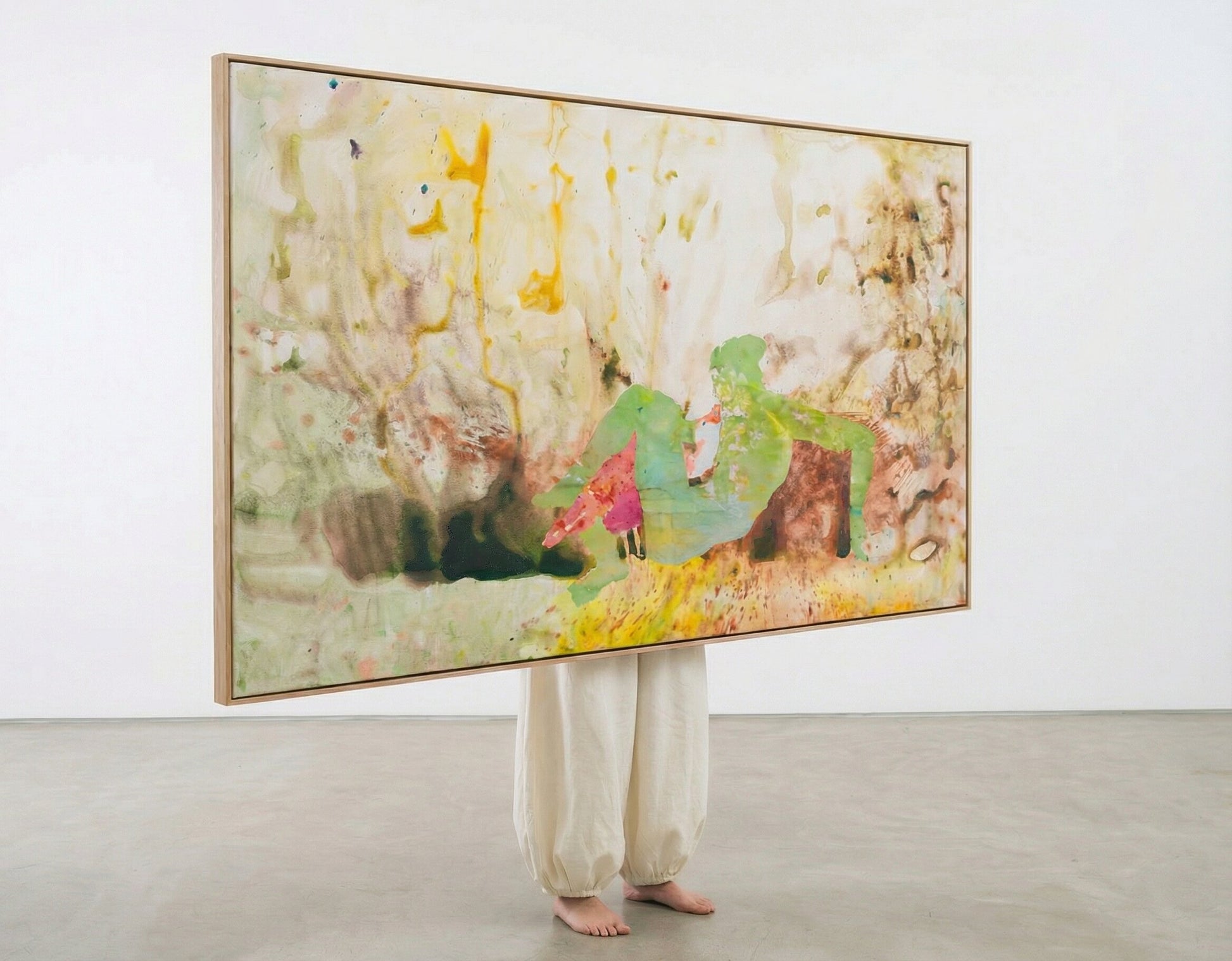 Swan's Whisper, white, green, yellow, brown Original Painting by Summer Jiang