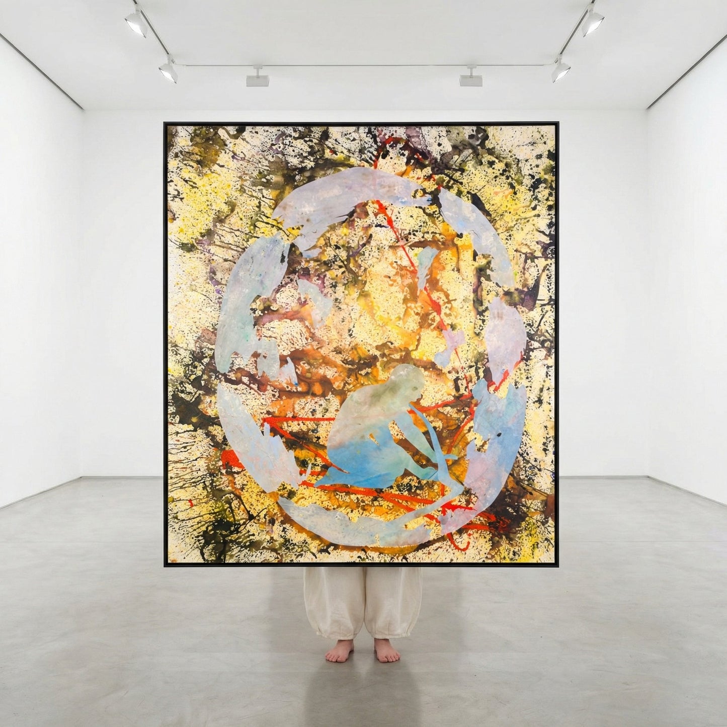 Surrender, yellow, light blue, red, black Original Painting by Summer Jiang