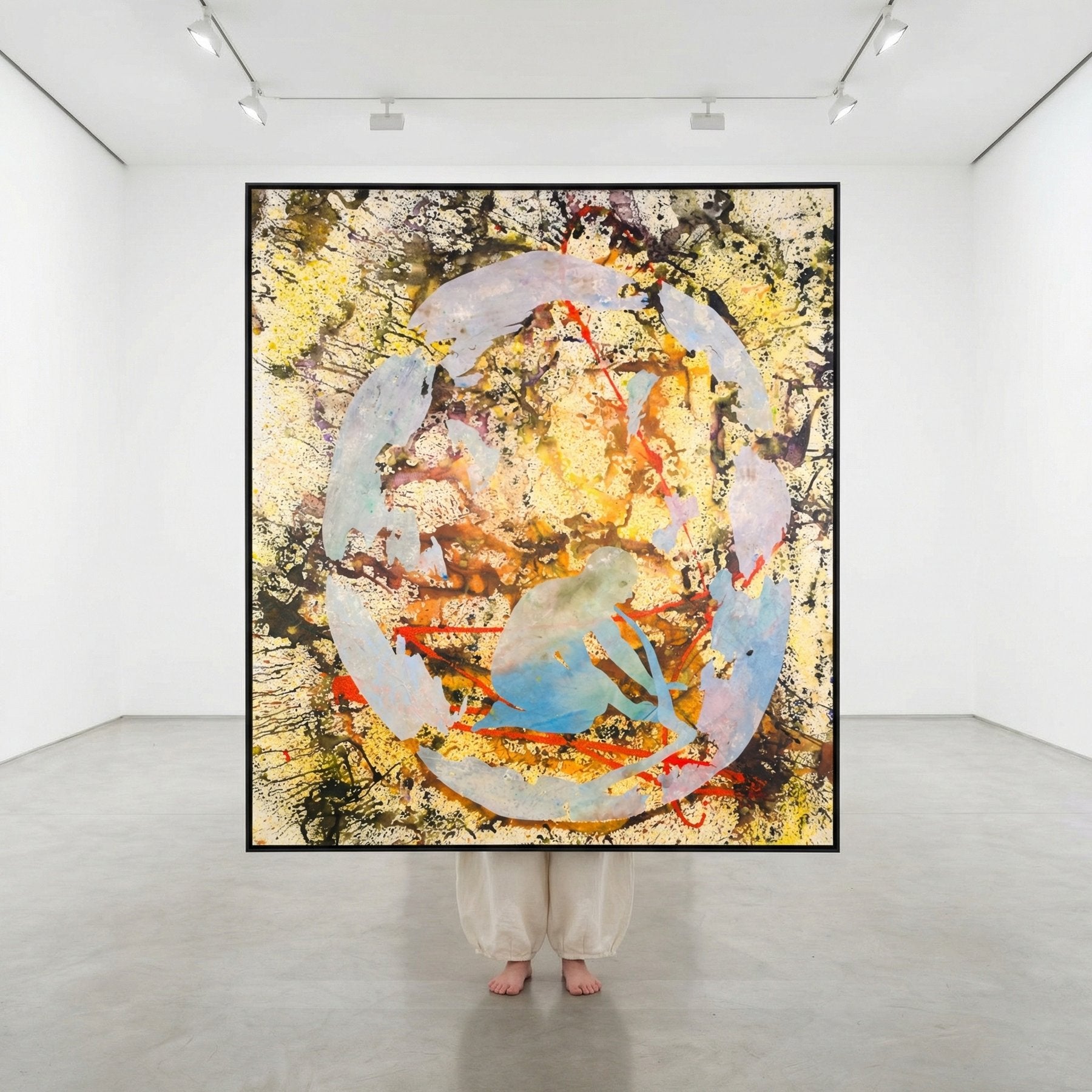 Surrender, yellow, light blue, red, black Original Painting by Summer Jiang